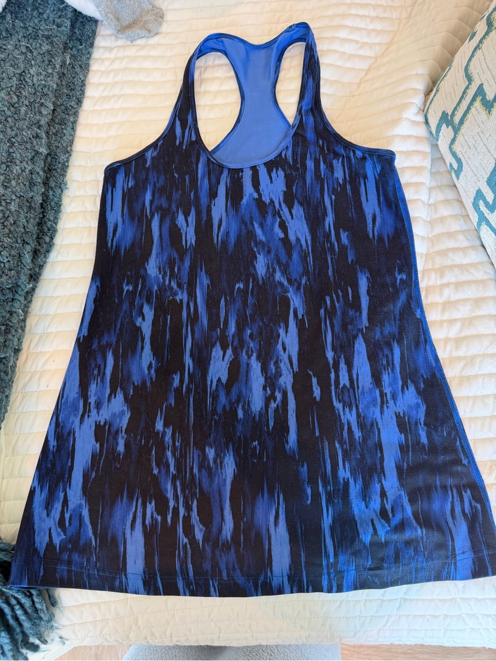 lululemon athletica Blue & Black Abstract Racerback Tank